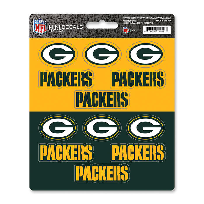Green Bay Packers 12 Count Mini Decal Sticker Pack